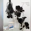Decorative Flowers Simulation 2 Black Rose Bouquet Home Living Room Dining Table Wedding Halloween Decoration Dark Artificial Fake