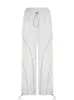 Pantalon Femme Femmes Large Jambe Blanc Cordon Cargo Surdimensionné Lâche Pantalon De Survêtement Grunge Streetwear Décontracté Élastique Pantalon Droit