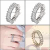 Band Rings Fashion Luxury Glamour Zircon Women Women Round Square Stone Party Jewelry Diamond Engagement Drop Hand Drop Delivery Dh4vy