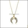 قلادة قلادة مصمم أزياء قوس قزح تشيك ستايلز القمر المعلقات لامرأة ملون Zircon Crescent Necklace العصرية المجوهرات Drop Otvl9