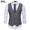 Vesten voor heren Mode pakvest Heren Formeel kledingvest Colete Masculino Visgraatgilet Fitness Mouwloos jasje Bruiloftsvest Heren XXL 230202