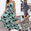 Casual Dresses Women's Summer Sleeveless Print Dress Long Female V Neck Camisole Beach Sling Coconut Leaf Boho DressCasual