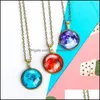 Pendant Necklaces Glass Necklace Luminous Star Series Planet Darkness Crystal Drop Delivery Jewelry Pendants Dhsbz