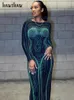 Robes décontractées Hawthaw Femmes Mode Manches longues Bodycon Streetwear Party Club Vert Robe longue Automne Vêtements Articles en gros pour les affaires 230202