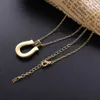 Pendant Necklaces Slovecabin 2019 925 Sterling Silver Long Chain Horseshoes Necklace Women Black Zircon Crystal CZ Luxury Japan Wholesale Jewelry G230202