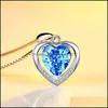 Anhänger Halsketten Sier Love Herzförmige blaue Kristall Chic Ewige Halskette Beautif Schmuck Accessoires Damen Stil Drop Lieferung Pe Dhvz4