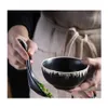 Schüsseln japanischer Stil Keramik Highfoot Nudelschüssel 7 Zoll Haushalt Unterglasur Farbe Geschirr Retro Gericht Reis Drop Lieferung Home Garde Dhqzl