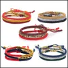 Манжеты мода рука ручной работы узел цвет цвета Lucky Red Bracelet Bracelet National Wind Woven Woven Drop Delive Jewelry Bracelets Dhxne