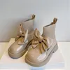 Sneakers Automn Children Boots Chaussures pour filles pour filles Fashion Pu Pu solide noir Bow Bow Princess Ankle 230202