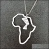 Pendant Necklaces Stainless Steel Africa Map Simple Hollow Portrait Necklace Jewelry Gifts For Men Women Drop Delivery Pendants Otlrh