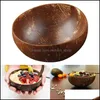Tigelas criativas Creative Natural Coconut Wood Bowl Eco amig￡vel Salada de frutas Marra