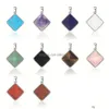 Pendant Necklaces Square Gemstone Healing Quartz Natural Cube Size Stone Pendants For Necklace Jewelry Women Gifts Drop Delivery Dh4Dm