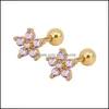 Stud Pink Blue Flower Kolczyki dla kobiet dziewczyn