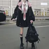 Jaquetas femininas Houzhou japonês kawaii zíper preto jaqueta mulheres harajuku outono oversized estilo preppy bonito escola meninas rosa outwear coreano 230202