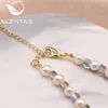 Link Armbänder XlentAg Echte Süßwasser Weiße Perlen Strang Vintage Naturstein Schmuck Für Frauen Party Boho Geschenk Freund GB0187