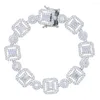 Link Armbänder Hip Hop Cz Cluster Charm Armband Iced Out Bling Runde Quadrat Baguette 5A Kubikzircon Miami Kubanische Tenniskette Frauen Männer