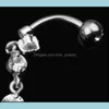 Nombril Bell Bouton Anneaux En Acier Inoxydable Zircon Long Dangle Rond Strass Anneau De Ventre Bar Barbell Piercing Bijoux Inversés 681 T2 Dhalj