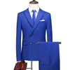 Costumes pour hommes Blazers 2023 Mode Hommes D'affaires À Double Boutonnage Couleur Pack Veste Mâle Mince De Mariage 2 Trucs