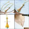 Anhänger Halsketten Exquisiter chinesischer Charme Handwerk Damenschmuck Accessoires Intarsien Türkis Südrot Persönlichkeit Pipa Temperame Dhdbq