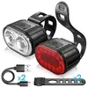 Lichter 2PCS LED Fahrrad Licht Vorne Hinten lichter USB Ladung Scheinwerfer Radfahren Rücklicht Set Fahrrad Laterne fahrrad Zubehör Lampen 0202