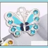 Charms 7Colors Émail Papillon Strass 56Pcs / Lot 22X35 Mm Coeur Flottant Homard Fermoirs Charme Pour Verre Mémoire Vivante Médaillon 60 Dhmew