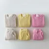 Clothing Sets Korean Baby Cotton Kintting Mock Twopiece Waffle Kids Boys Girls Clothes Tracksuit TopsPants 230202