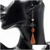 Dangle Lustre Mode Bijoux Femmes Creative Perles En Bois Vintage Glands Alliage Boucles D'oreilles Drop Delivery Dhecb