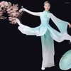 Scen Wear Classical Dance Costumes For Perfromance Kvinnliga vuxna Elegant kinesiska fläktkläder Lady Paraply Outfit 90