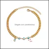 Link Chain Link 5Pcs Lucky Eye Copper Turkish Blue Bracelet Gold Cuban Chains Adjustable For Women And Men Fashion Jewelry 3726 Q2 Dha27