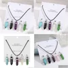 Pendant Necklaces Interchangeable Reiki Healing Jewelry Natural Stone Hexagonal Rose Quartz Crystal Pendum Chakra Necklace S Dhgarden Dhxe8