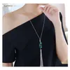 Pendant Necklaces Boho Long Crystal Tassel Necklace 4 Colors Natural Stone Sweater Chain For Women Jewelry Accessary Gifts Drop Deli Ot5Wh