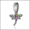 Collane di perline 1 pz simpatico ciondolo libellula perline fai da te adattandosi al braccialetto di fascino originale pandora gioielli da donna che fanno regali 100C3 Dhsvp