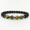 Perlé 2pcs Tiger Eye Black Agate Stone Yoga Bracelet Bracelet pour hommes Femmes Stretch avec fermoir magnétique 8 pouces Drop Livraison Jewelr Dhzfl