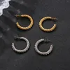Hoop Earrings Minimalist Twist Texture For Women C Shape Gold Plated Stainless Steel Earring Weddinng Birthday Jewelry Gifts