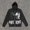 2023 Spring Men 's Hoodies Skull Lazy 3D 디지털 프린트 후드 긴 슬리브 지퍼 스웨터 스웨트 셔츠