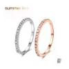 Br￶llopsringar Crystal Zircon Gemstone Half Eternity Tiny Ring In White Gold Sier Engagement Lovers Jewelry Drop Delivery Otvqw