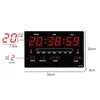 Wall Clocks 32x20x3CM Large Digital Clock Alarm Hourly Chime Function Table Calendar Temperature Electronic LED With Plug