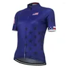 Racing Jackets 2023 USA Cycling Jersey Women Bike Road Mountain Race Tops Blue Clothing Summer Breathable Customized