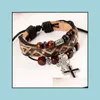 Bracelets de charme Mtilayer Bracelet Bracelet Bijoux Infinity Cuir Wrap Femmes Hommes Jésus Croix Drop Livraison Dhfaa