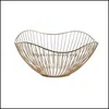 Storage Baskets Nordic Style Metal Fruit Vegetable Basket Kitchen Wire Decorative Display Bowl Rack Dining Table Decoration Drop Del Dhxuy