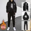 Cotton 4XL New Winter Mens Suits Suits Mens Tracksuit Sets Fleece Zipper Wooded Screet