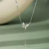 Pendant Necklaces Wong Rain 18K Gold Plated 925 Sterling Silver White Sapphire Pearl Gemstone Butterfly Pendant Necklace Fine Jewelry Wholesale G230202