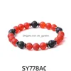 Perlé 8Mm Mat Rouge Agate Pierre Perles Hématite Lava Strand Bracelets Pour Femmes Hommes Yoga Bouddha Énergie Bijoux Drop Delivery Dhgarden Dhntf