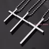 Pendant Necklaces Fashion Men's Simple Design Cross Necklace 3 Sizes Wholesale Stainless Steel Rope Chain