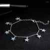 Anklets Women Fashion Jewelry Fluorescent Blue Five-pointed Star Tassel