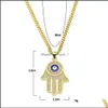 Hanger kettingen Blue Evil Eye Hamsa Hand van Fatima Charm Lange Cubaanse ketens voor vrouwelijke Ampmen Hip Hop Fashion sieraden Drop levering P DHNQ2