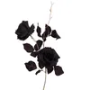 Fleurs décoratives simulation 2 Bouquet de rose noire à la maison salon table de salle à manger mariage halloween décoration sombre artificiel faux