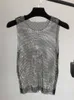 Женские танки Camis Crystal Beading Shiny Tanks Club Club Sexy Hollow Out Diamonds Печать Camis Winky Rooveless Vest Y2302