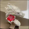Solitaire ring mode innovatie fl diamant tyrannosaurus rex luxe vergulde 18k gouden dominante tap drop levering sieraden dhago
