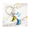 Nyckelringar Colorf Emamel Butterfly Keychain Insects Car Women Bag Tillbeh￶r smycken g￥vor Kreativa ryggs￤ck Small Pendant Accessory Dhiyg